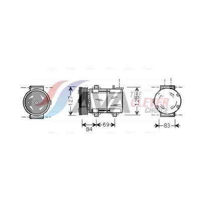 Bild av AVA COOLING SYSTEMS FDAK167 Kompressor FS10 12V PAG 46 R134a med kompressorolja, magnetkoppling, utan diod FORD: Transit Mk6 Skåpbil, MONDEO 3