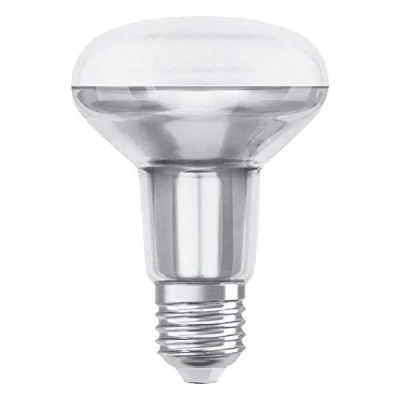 Bild av OSRAM R80 LED reflektorlampa med E27 sockel, varmvit (2700 K), glasplats, 4,3 W, ersättning för 60 W reflektorlampa, STAR