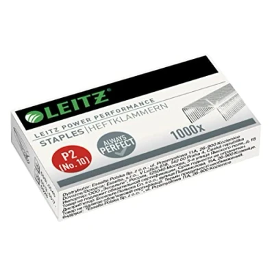 Bild av Leitz Power Performance häftklamrar P2 (nr 10), galvaniserade, låda med 1000 häftklamrar, 55770000