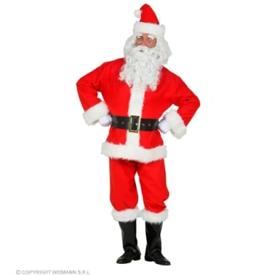 Bild av Widmann 52735 Kostym jultomten, jacka, byxor, bälte, stövelskruvar, mössa, tomteaus, Santa Claus, St. Martin, jul, Advent, unisex vuxna, röd, XXL/XXXL