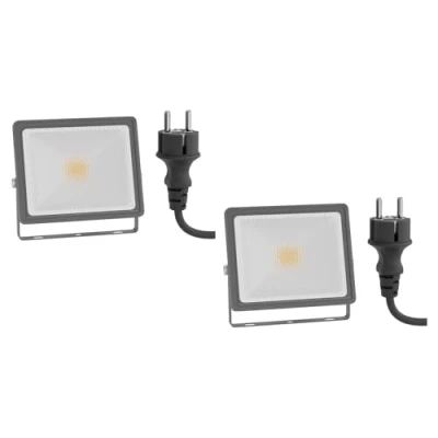 Bild av ledscom.de 2 LED trädgårdsspotlight FLIN för utomhusbruk, IP66, stickpropp, grå, 11,5 W, 837lm, varmvit