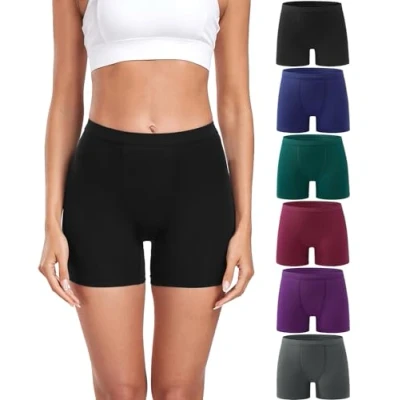 Bild av wirarpa Damtrosor boxershorts, cykelbyxor, dam, korta modalkalsonger, för under klänningar, 6 pack, Svart/grå/blå/lila/röd/grön, L