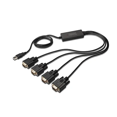 Bild av DIGITUS USB till 4x seriell adapter RS232 omvandlare 2.0 typ A DSUB 9M FTDI chipset 1,5 m anslutningskabel