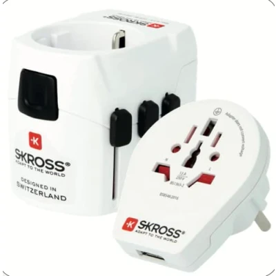 Bild av SKROSS 1.302555 PRO Light 3X USB Universeller 2 und 3 poliger Reiseadapter Verfügbare Leistung 1575 W 4,8 A. Schutz vor Stromschlag