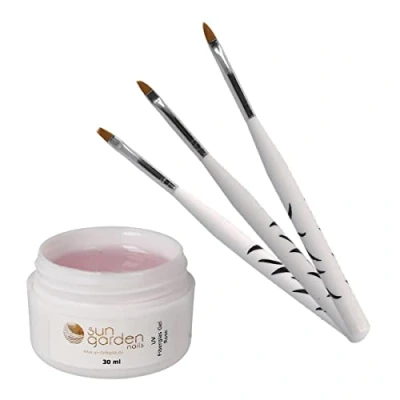 Bild av Sun Garden Nails UV glasfibergelé rosa klar 30 ml + borstset