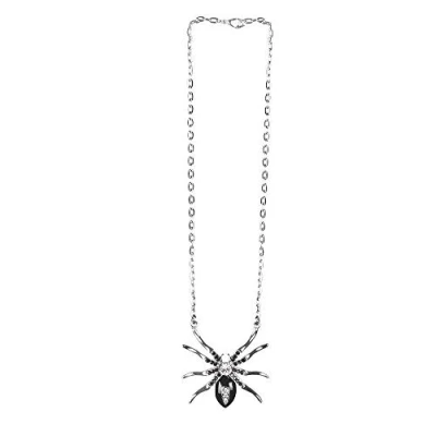 Bild av Boland 72052 Halsband spindel, 1 st, en storlek, silver, svart änka, modesmycken, halsband, tillbehör, utklädnad, halloween, karneval, temafest, häxa, gotisk, vampyr