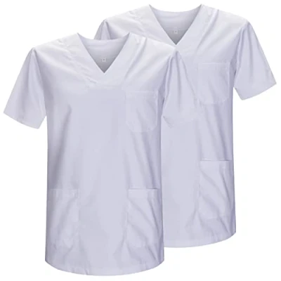 Bild av MISEMIYA 2 pack, sjukhuskläder för unisex, sanitära uniformer, medicinsk uniform, sanitär Ref.817 x 2, Vit 21, 3XL