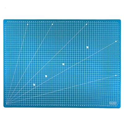 Bild av MAXKO Skärmatta 90 x 60 cm, blå, självläkande, tryckt på båda sidor, metrisk klassificering/skärunderlägg/skrivbordsunderlägg/A1/90 60/vinkelmått 15