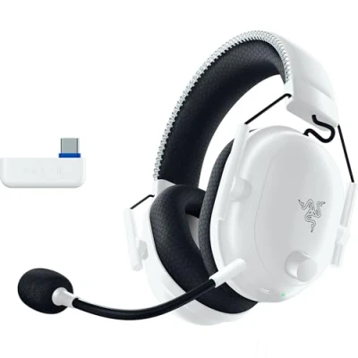 Bild av Razer Blackshark V2 Pro (Playstation) Trådlöst E Sport Headset för PS5 (TriForce 50 mm drivelement, HyperSpeed Wireless, FPS ljudprofil, avtagbar HyperClear Mikrofon) Vit