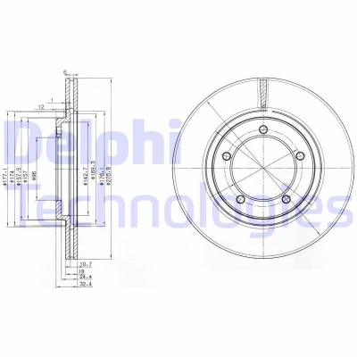Bild av DELPHI BG2534 Disque de frein 277 18 5 ventilé huilé non traité sans roulement roue, bague ABS DAIHATSU: Rocky SUV, Feroza Soft Top