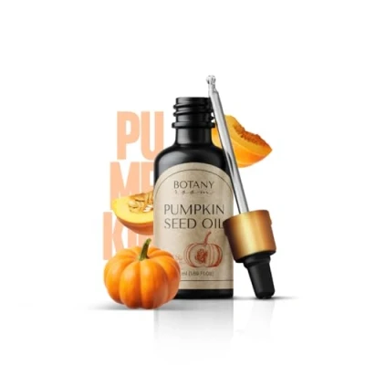 Bild av pumpafröolja Ekologisk, 100 % ren Kallpressad, främjar hårtillväxt, reparerar skadat hår, återfuktar och jämnar ut huden 50 ml Pumpkin frön BotanyRoom®