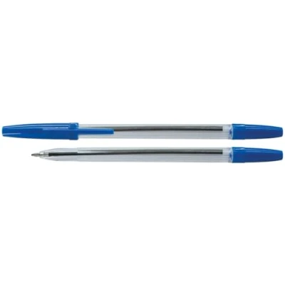Bild av Officiell produkt kulspetspenna Basic/färg: Blå/‎50 stycken (1 pack)/linjebredd 1,0 mm/hölje transparent/linjetjocklek 0,7 mm/perfekt för kontoret, hemmakontoret eller skolan
