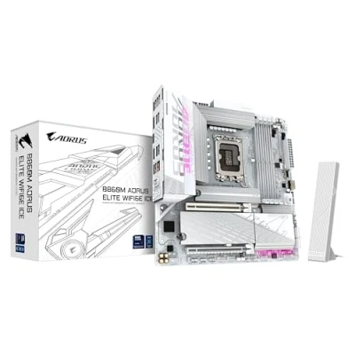 Bild av GIGABYTE B860M AORUS ELITE WIFI6E ICE Moderkort Intel B860 LGA1851 socket DDR5 RAM Micro ATX