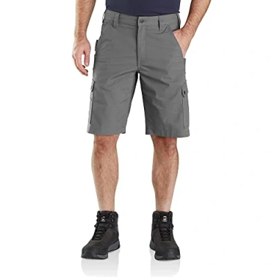 Bild av Carhartt Rugged Flex, avslappnad passform, ripstop, cargo arbetsshorts, stål, 38W