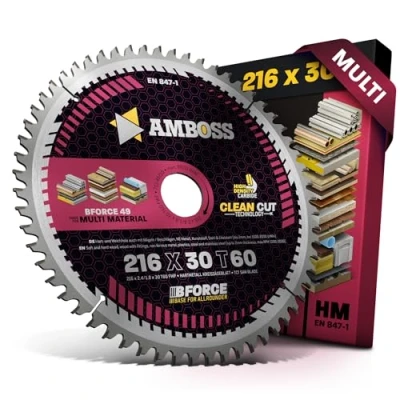 Bild av Cirkelsågklinga av hårdmetall 216 x 30 mm, tand 60 platttand med utbytbar fas för multiverktyg, fina snitt, passar: Metabo TS Bosch GCM 8, 800 SJ, PCM 305 D, Güde GFO 1401,