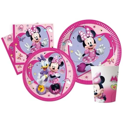 Bild av Party Tableware Set Disney Minnie Junior for 8 people (44 pcs: paper plates Ø23cm, Ø20cm, cups 200ml, 20 napkins 33x33cm)