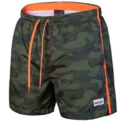 Bild av Mount Swiss herr badbyxor Dario med sidofickor och bakficka i fashionabla herrshorts simning fritid vattensport bekväma badshorts många färger storlek S 6XL, Kamouflage, 5XL