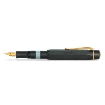 Bild av Kaweco PISTON SPORT AL Black/Gold Solo I klassisk aluminium reservoarpenna för att dra upp bläck med transparent bläckfönster retroburk 13 cm fjäderbredd: M (medium)