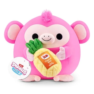 Bild av Snackles Series 2 Wave Snack Swap, Monkey, 35 cm, Snackle by ZURU Cuddly Squishy Comfort Plush with License Brand Accessory (Monkey, Dole Pineapple)