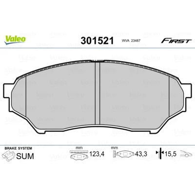 Bild av VALEO 301521 Jeu de plaquettes frein FIRST Essieu avant contact signal d&#039;usure exclu sans tôle anti bruit MITSUBISHI: Pajero Pinin