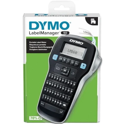 Bild av DYMO LabelManager 160 etikettskrivare Handhållen märkmaskin med QWERTY tangentbord Svartvit D1 etikettejp (12 mm) För hem och kontor