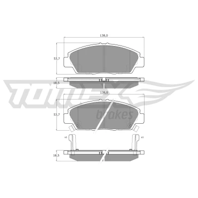Bild av TOMEX brakes TX 11 38 Jeu de plaquettes frein Essieu avant avec indicateur d&#039;usure HONDA: Accord 6 Limousine, PRELUDE V, 4, ROVER: 600
