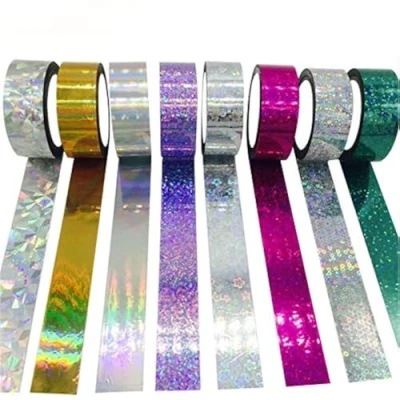 Bild av Vogueing Tool 5 rullar dekorativ tejp holografisk glitter självhäftande tejp, 1,9 cm x 10 m gör det själv klibbig maskering diamant silver