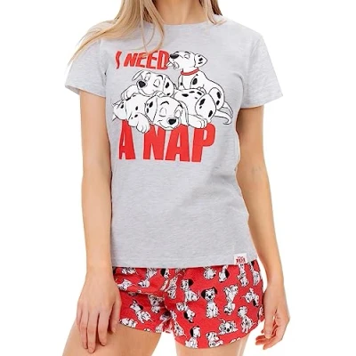 Bild av Disney 101 Dalmatians Pyjamas Korta Bomulls Pyjama för Kvinnor Grå Meidum
