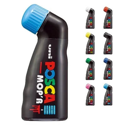 Bild av POSCA Uni Mitsubishi Pencil MOP&#039;R Märkpenna XXL rund spets 3 19 mm ergonomisk form, halvstyv kropp vattenbaserad färgmarkör alla underlag blå