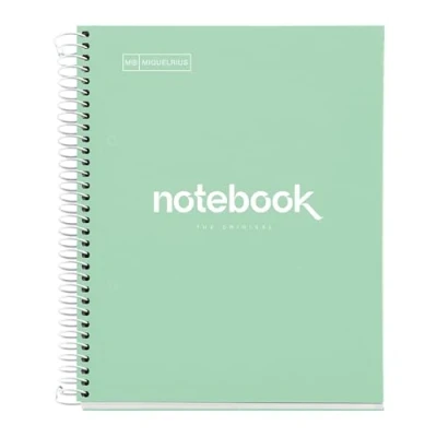 Bild av Miquelrius Notebook A5 Points Notebook, 1 färgremsa, 80 ark med prickade linjer (prickar), papper 90 g Mikroperforerat 2 hål för ringar, hårt kartongomslag, mintfärg