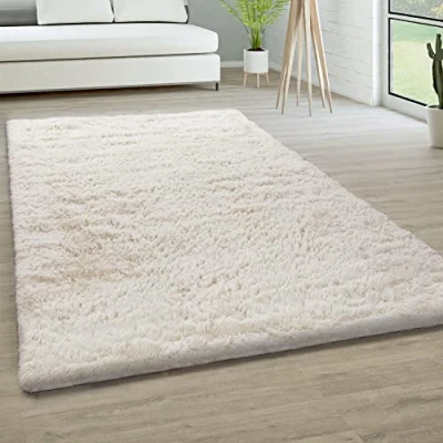 Bild av Ryamatta Matta Vardagsrum Fällar Konstfäll Shaggy Fluffig Enfärgad, Storlek:140x200 cm, Färg:Ivory (Creme)
