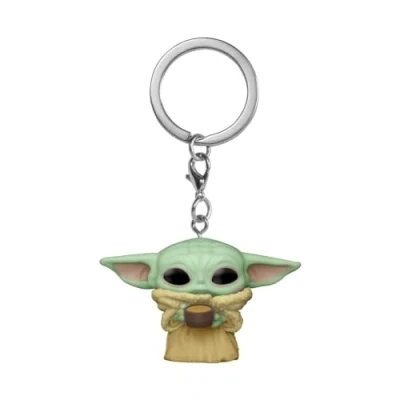 Bild av Funko Pop! Nyckelkedja: Star Wars: The Mandalorian Hallon Grogu (barnet, Baby Yoda) (Grogu Yoda), Med kopp Nyhet Nyckelring Samlarobjekt minifigur presentidé