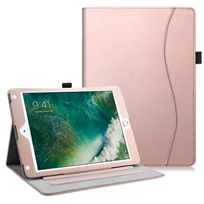 Bild av FINTIE fodral till iPad 9.7 2018 2017/iPad Air 2/iPad [hörnskydd] Multivinkel tittar på foliotyg med ficka, automatisk väckning/sömn för 6/5:e generationen, 1/2, *Rosa guld