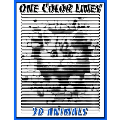 Bild av One Color Lines: 3D Animals New Kind of Coloring with to Use for Adults Relaxation &amp; Stress Relief