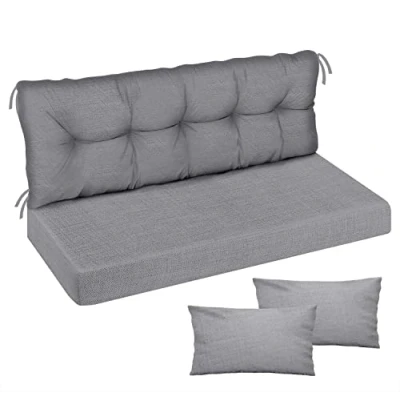Bild av Trädgårdsgunga, hängmatta, sittkudde, vattentät, 150 x 50 för pallmöbler, utomhus, uteplats, solstol, bänkdyna med ryggstöd trädgårdsmöbler, Glatt Pik lin [133]