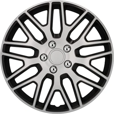 Bild av cartrend Navkapslar gren, 15 tum, för alla vanliga stålfälgar, tillverkade av speciell ABS kvalitetsplast, slagtålig, tvåskikts metallisk lackering, kan övermålas, svart silver, 4 stycken