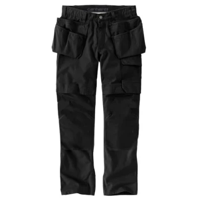 Bild av Carhartt Herrstål, rugged flex, avslappnad passform, ripstop, dubbel front, cargo, flerficksarbetsbyxor, svart, 36W x 34L