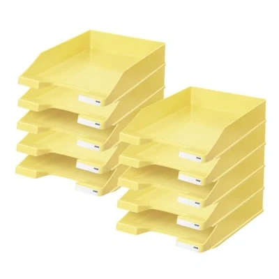 Bild av HAN brevfack KLASSIK, 10 stycken, modern, stapelbar hylla i fräsch design upp till format A4/C4, 1027 X 815, pastellgul