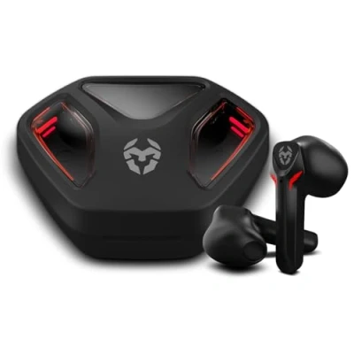 Bild av KROM KALL Stereo in Ear spelhörlurar, Integrerad mikrofon, Bluetooth 5.3 Zero Latency, Push to Talk, 12 timmars batteritid, Laddningsfodral, USB Type C kabel ingår, Svart