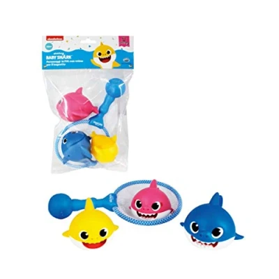 Bild av ODS 48822 BABY SHARK Set med 3 hajar badnät, blå; rosa; gul; vit