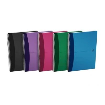 Bild av Oxford Urban Mix set med 5 spiralanteckningsböcker 100 sidor 7 mm linjerade A4 format 21 x 29,7 cm polyproomslag blandade färger
