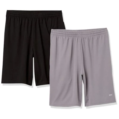 Bild av Amazon Essentials Men&#039;s Performance Tech shorts med lös passform (finns i Big &amp; Tall), Pack of 2, Grå/Svart, S