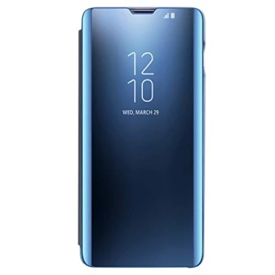 Bild av fodral för Samsung Galaxy s10 Plus lock hållare klart view flip (blå)