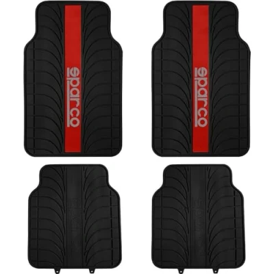 Bild av SPARCO SPC1913RS Ensemble de tapis sol PVC, Latex avant et arrière noir, Rouge