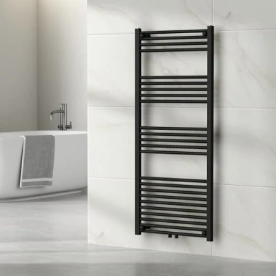 Bild av [neu.haus] Handdukstork för badrum Radiator Varmvatten Handduksvärmare 140 x 60 cm Central Låg anslutning Svart