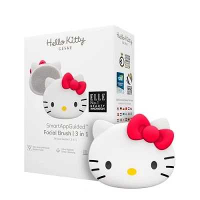Bild av GESKE x Hello Kitty SmartAppGuided™ Facial Brush 3 i 1 ansiktsrengöringsborste rengöringsborste ansiktsborste av silikon hudrengöring hudvård skonsam rengöring ansiktsrengöring