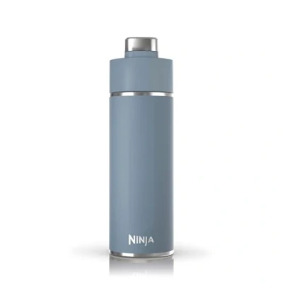 Bild av Ninja Thirsti vattenflaska och kolv 530 ml med läckagesäkert lock, designad för kolsyrade, varma kalla drycker. Perfekt resor sport, trippelisolerad, rostfri flaska, blå, DW1801EUUKBL