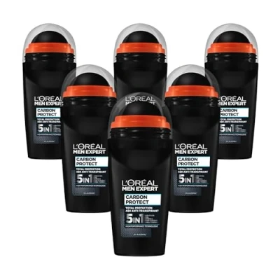 Bild av L&#039;Oréal Män Expert Carbon Protect deodorant, 4 i 1 anti perspirant deodorant skyddar mot armsvett och kroppslukt imponerar med sin maskulina doft (6 x 50 ml)
