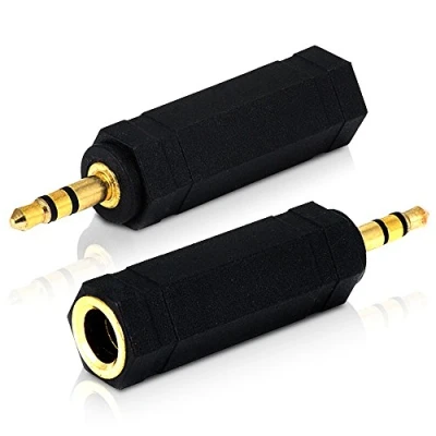 Bild av 3,5mm kontakt till 6,35mm uttag (förpackning med 2) 1/8 1/4 tum stereoljuduttagsadapter Ansluter enheter 3,5 mm port dina förstärkare, gitarr, och högtalare som använder