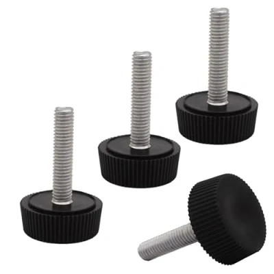 Bild av SKIR&#039;CO 4 st, möbelutjämning fötter M5 x 20 mm, justerbara metallrunda ben, gängad stam, utjämningsfot